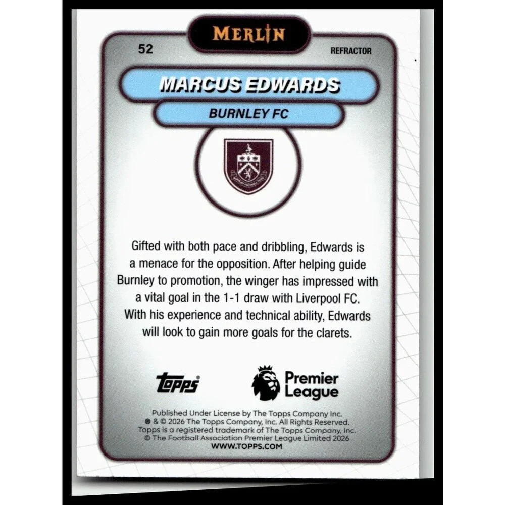2026 Merlin Premier League #52 Marcus Edwards Refractor